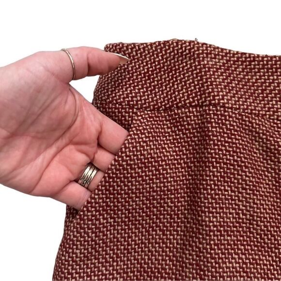 Jones Wear Vintage Red Wool A-Line Front Pleat Side Zipper Lined Skirt Sz 12 - Picture 5 of 8